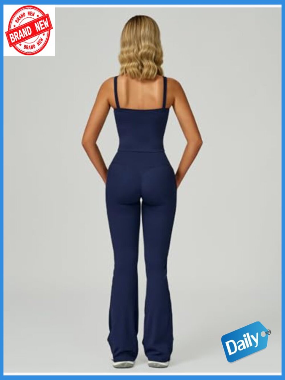 Workout Sets for Women 2 Piece Square Neck Tank Top and Flare Leggings with - Picture 2 of 5